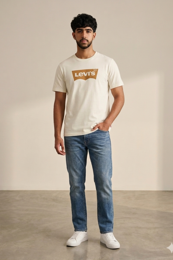 Levi's Men's Off-White Cotton T-Shirt