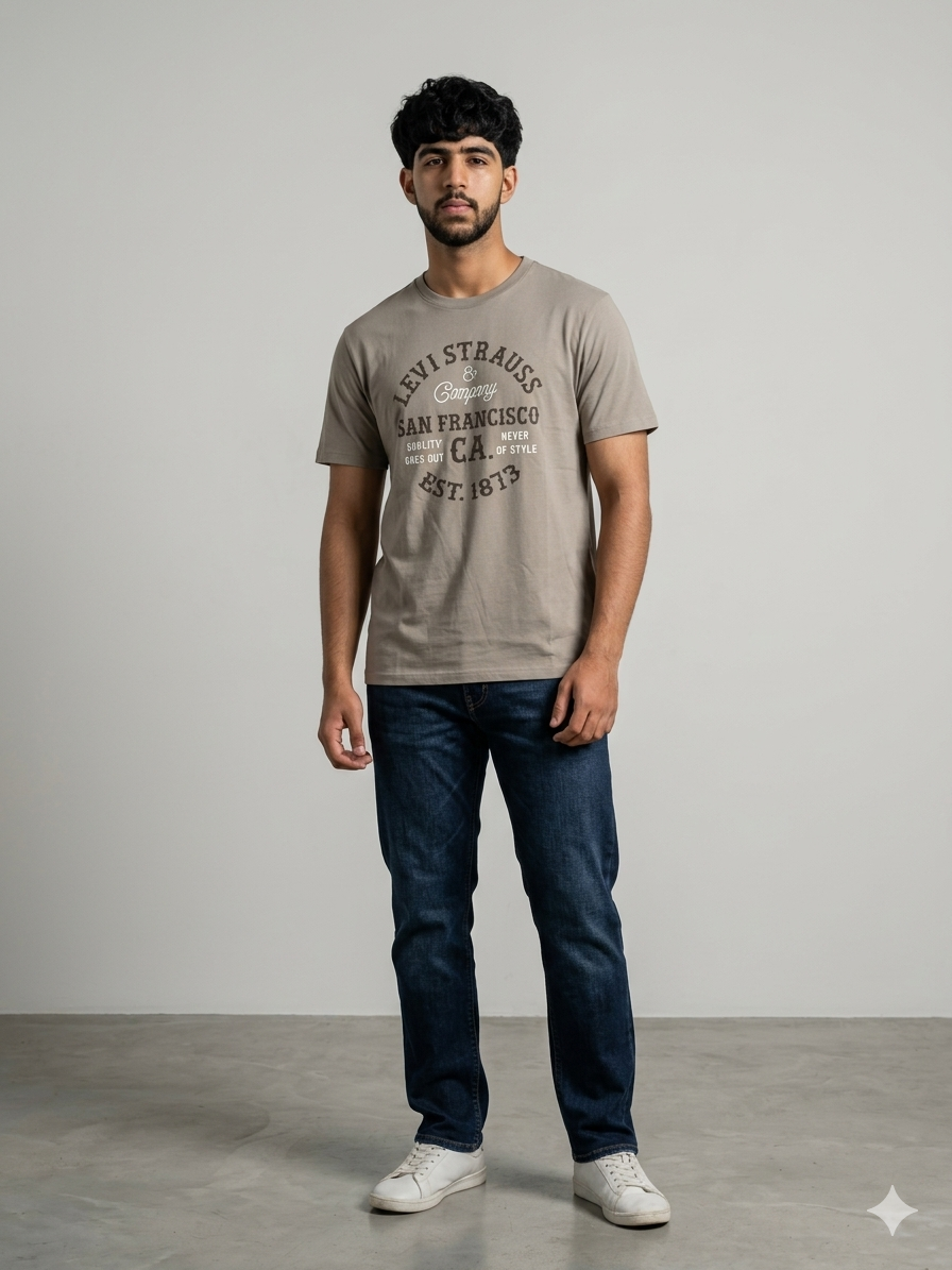 Levi's Men's Khaki Beige Cotton T-Shirt