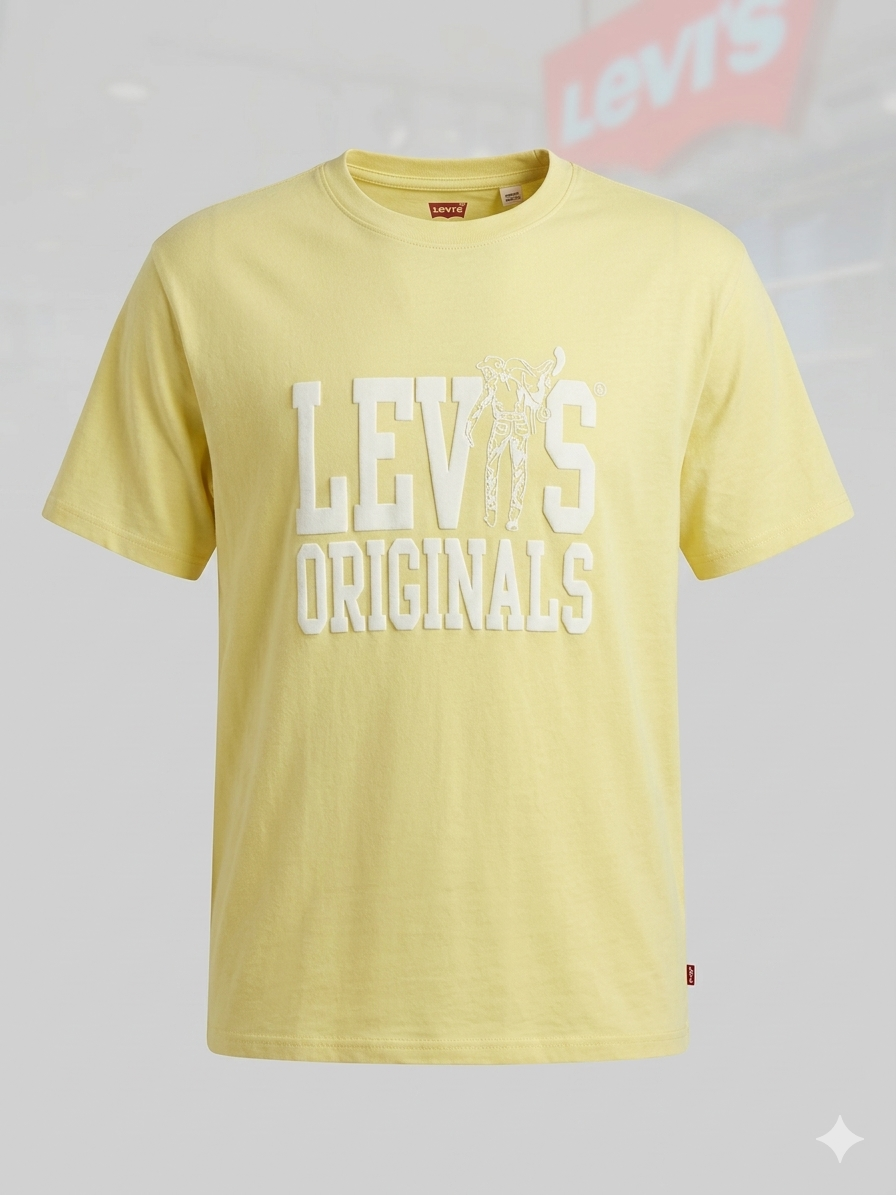 Levi's Men's Pale Yellow Cotton T-Shirt - Image 2