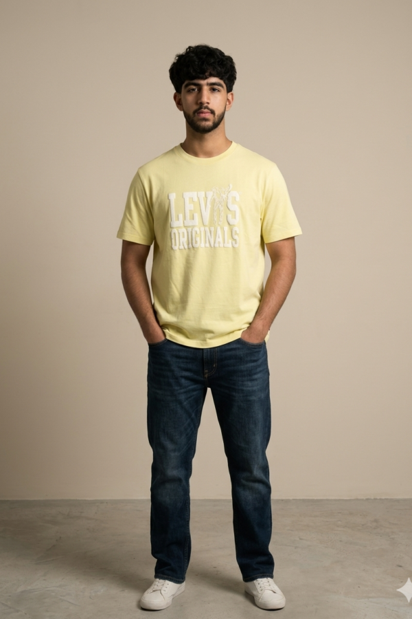 Levi's Men's Pale Yellow Cotton T-Shirt