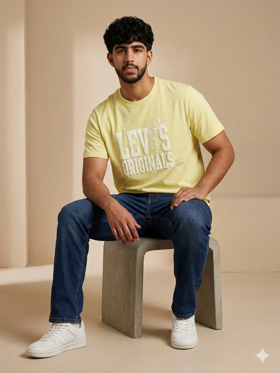 Levi's Men's Pale Yellow Cotton T-Shirt - Image 3