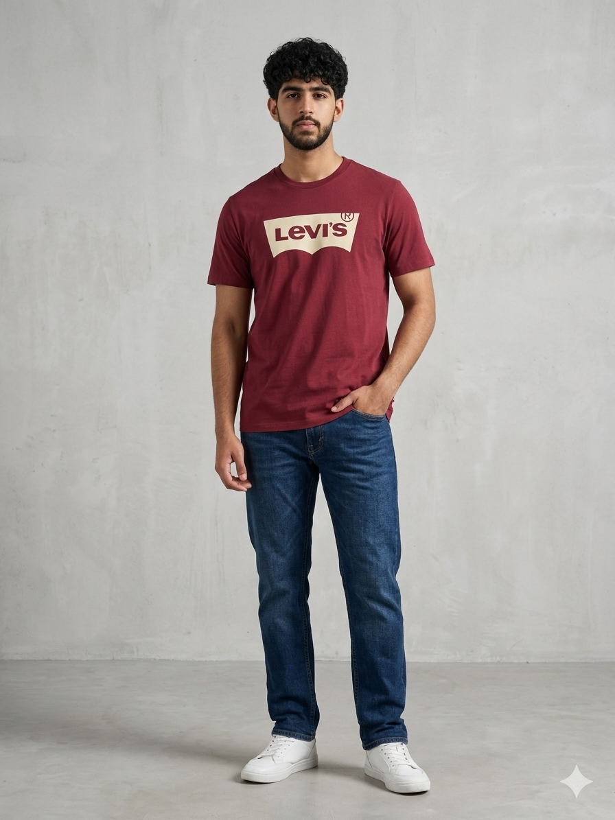 Levi's Men's Maroon Burgundy Cotton T-Shirt