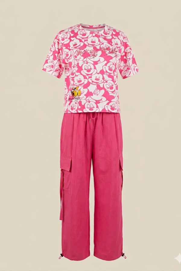 Hot Pink Mickey Mouse Printed Co-ord Set