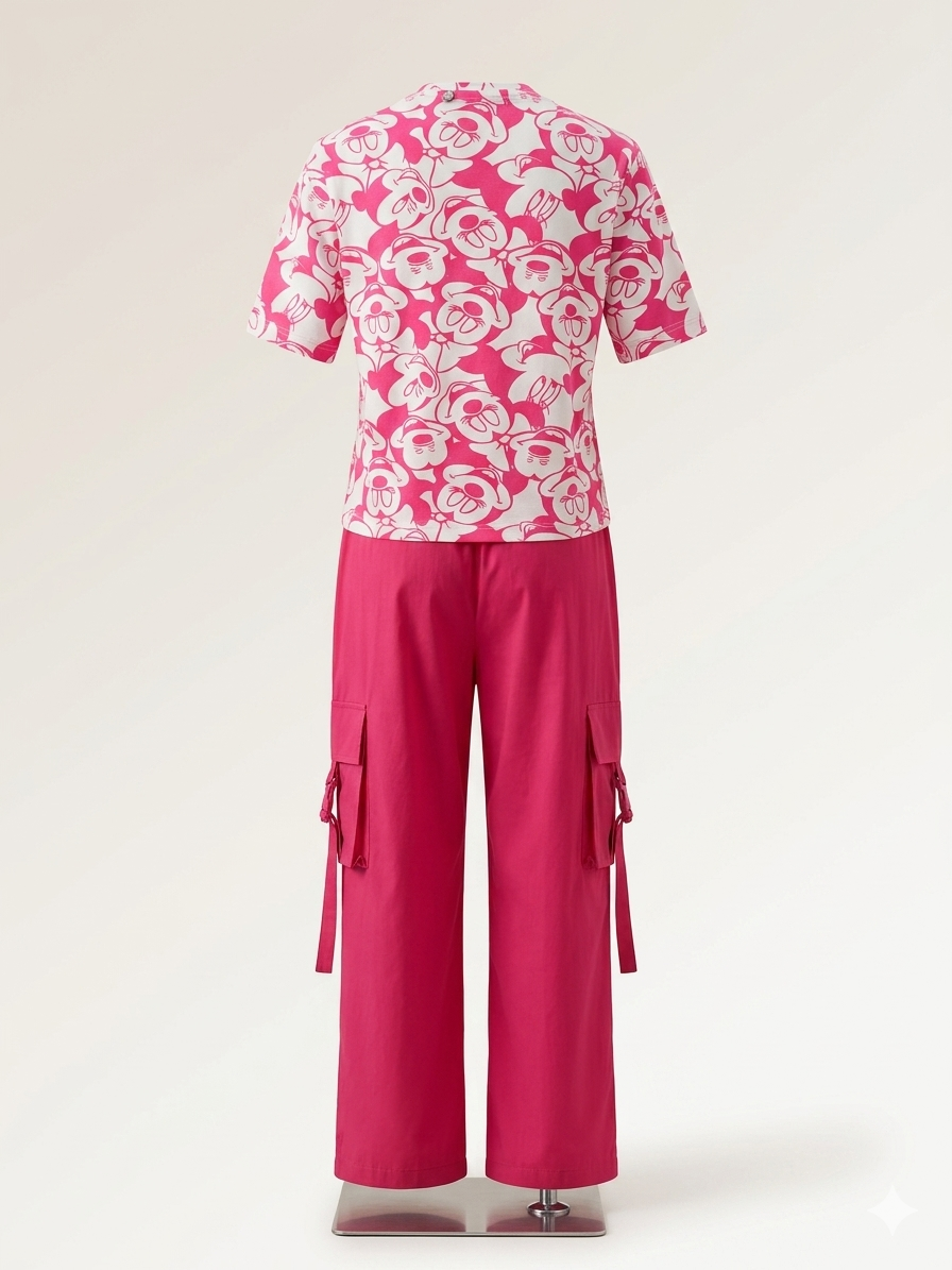 Hot Pink Mickey Mouse Printed Co-ord Set - Image 3
