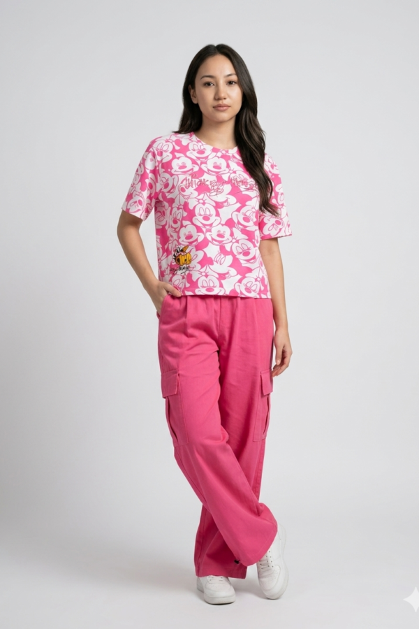 Hot Pink Mickey Mouse Printed Co-ord Set
