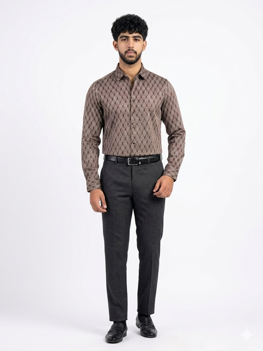 Sigotto Men's Brown Formal Shirt