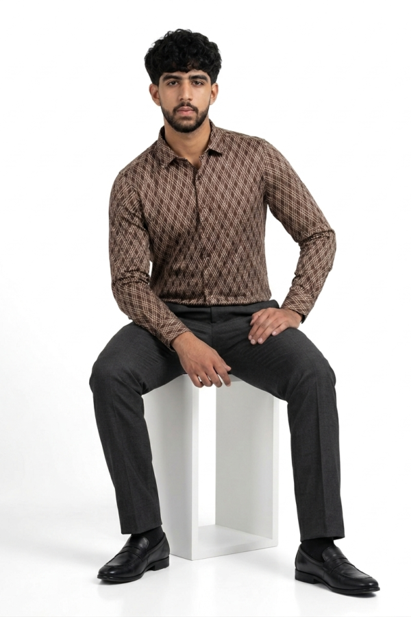 Sigotto Men's Brown Formal Shirt