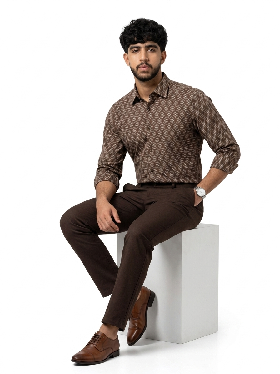 Men's Slim-Fit Stretch Cotton Trousers - Image 3
