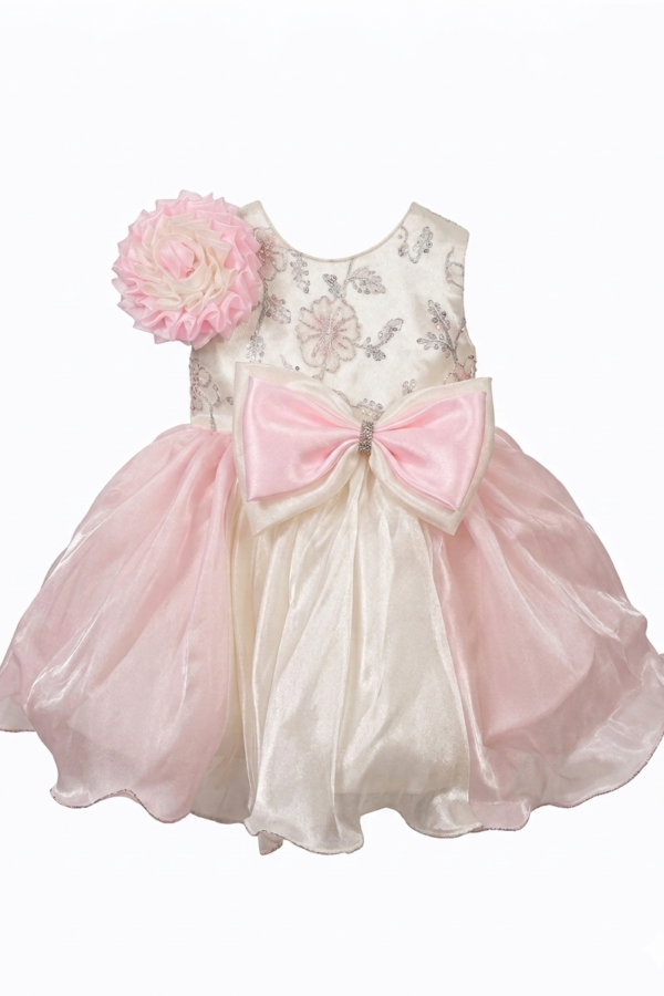 Off-White and Baby Pink Party Dress