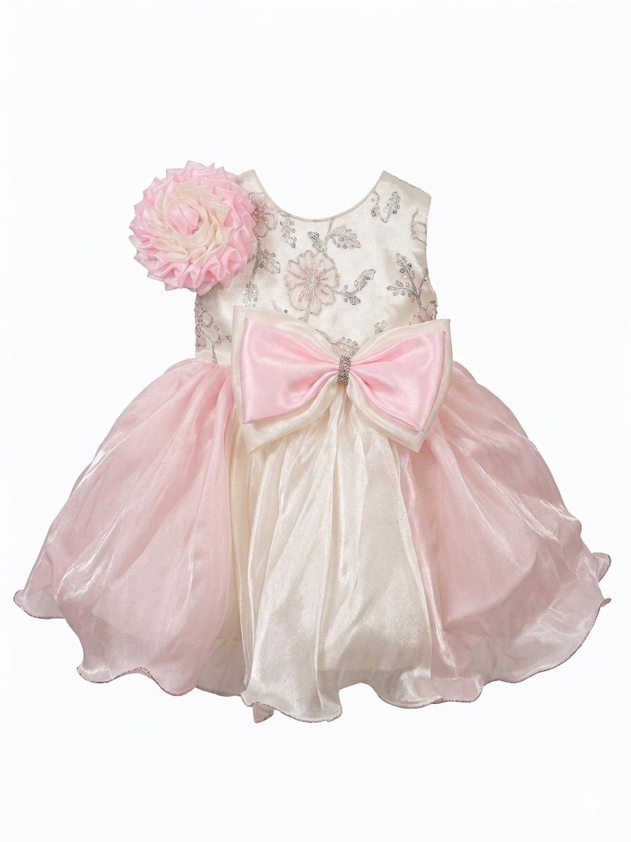 Off-White and Baby Pink Party Dress - Image 2