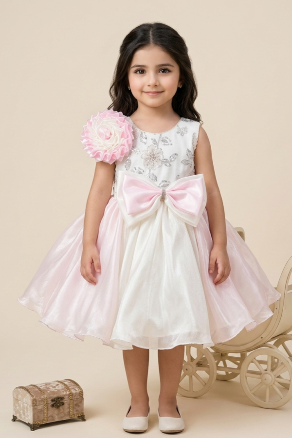 Off-White and Baby Pink Party Dress