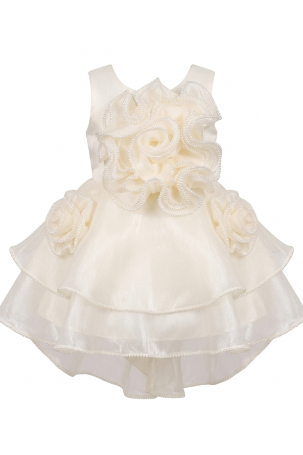 Girls' Off-White Layered Party Dress