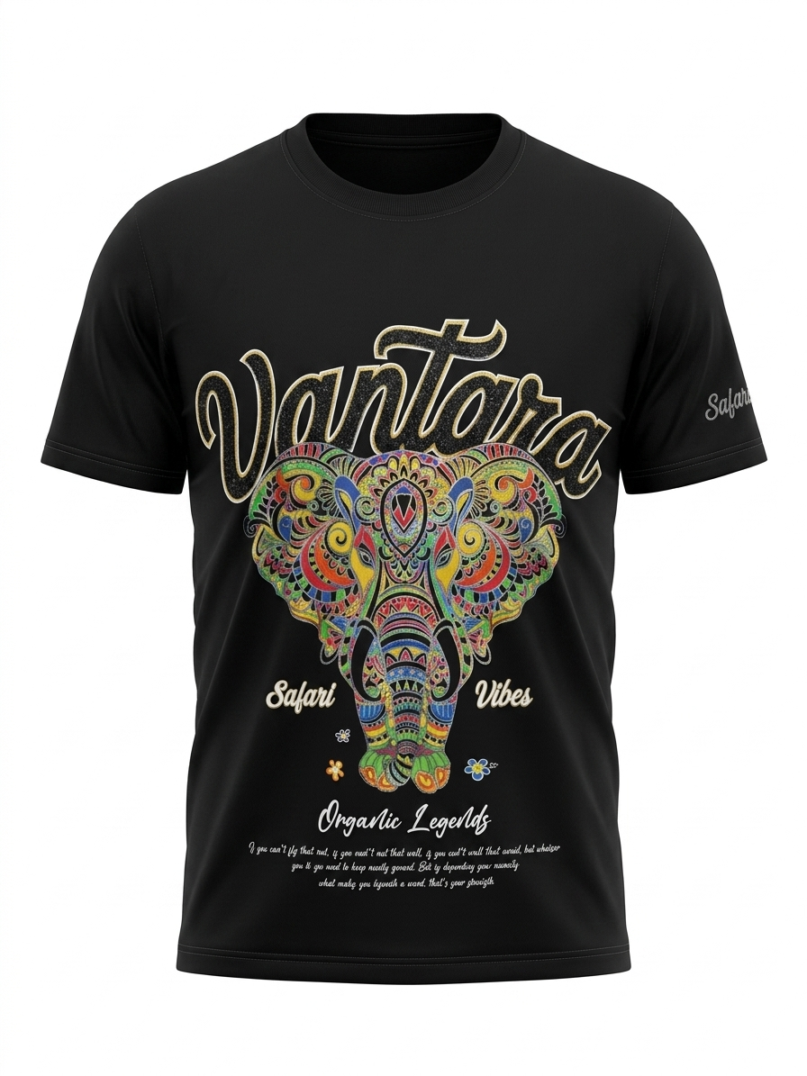 Boys' Black Graphic "Vantara" Elephant Print T-Shirt - Image 2