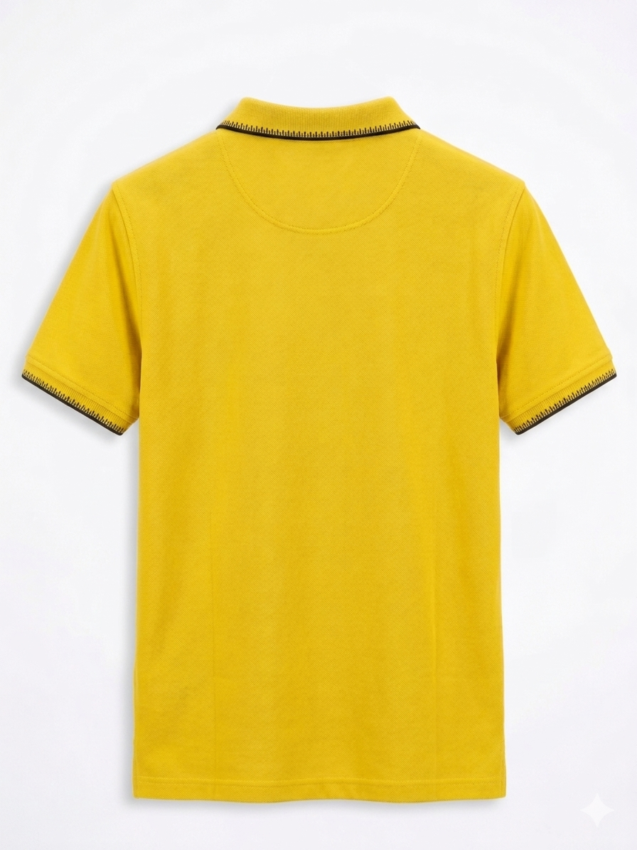 Men's Yellow Premium Cotton Polo with Rhinestone Eagle Graphic - Image 3
