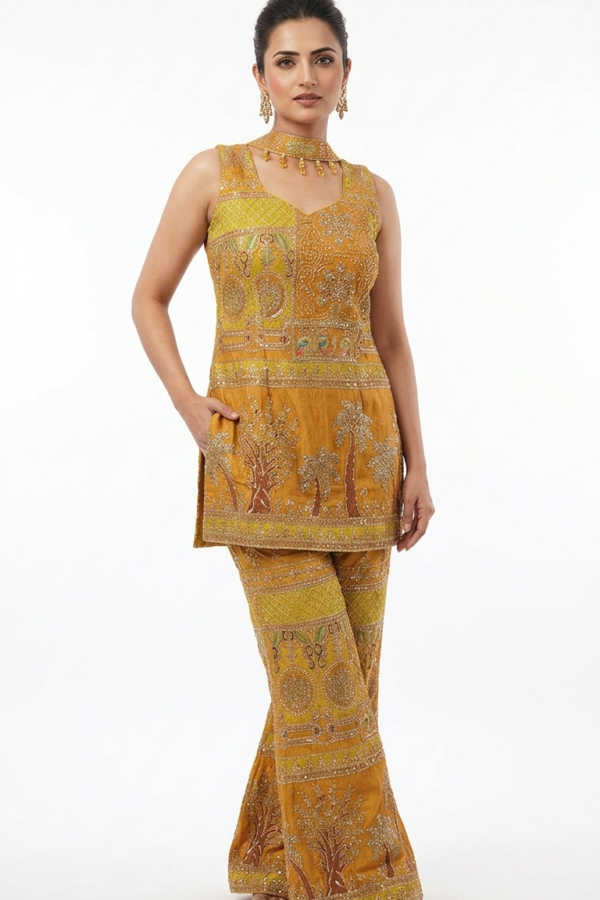 Women's Mustard Yellow Ethnic Co-Ord Set
