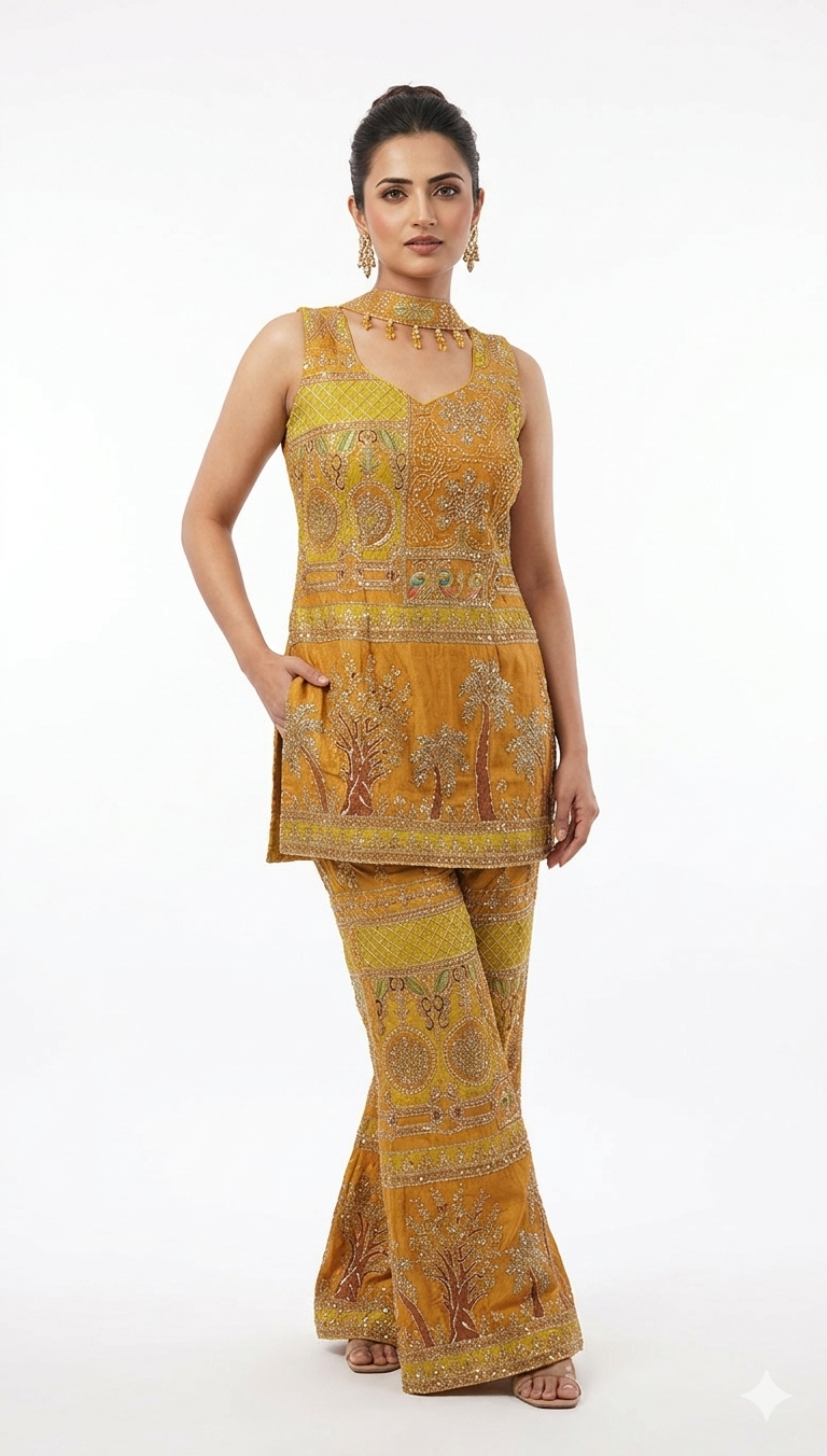 Women's Mustard Yellow Ethnic Co-Ord Set