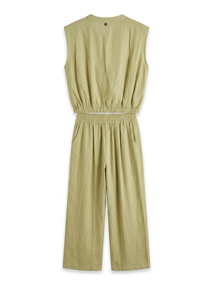 Women's Sage Green Sleeveless V-Neck Vest and Trouser Co-Ord Set - Image 2