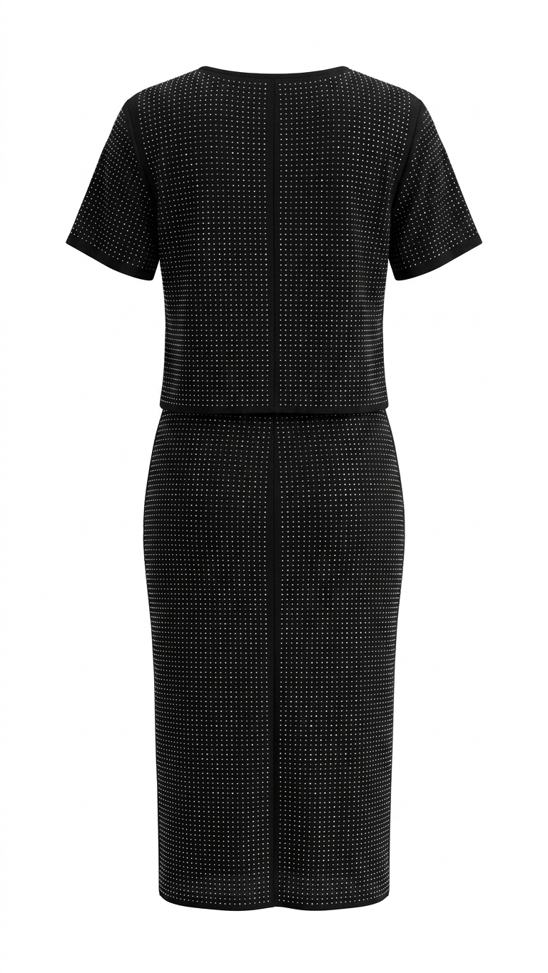 Women's All-Over Sequin Embellished Black Party Midi Dress - Image 2