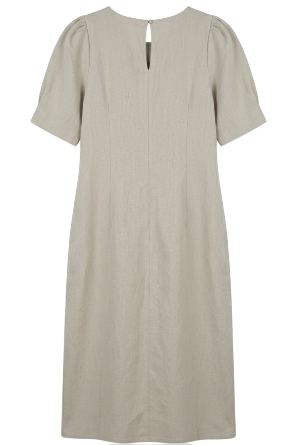 Women's Beige Pleated A-Line Shift Dress