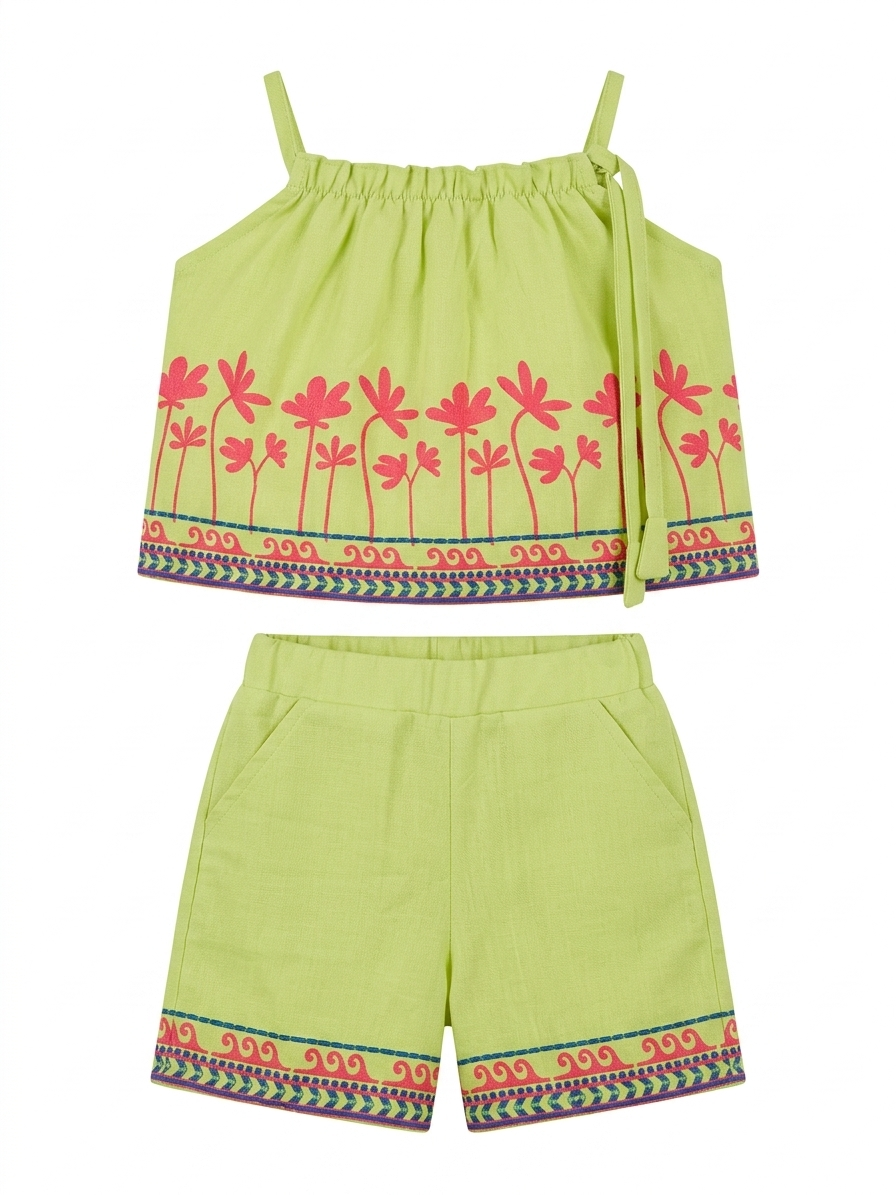Lime Floral Print Co-ord Set