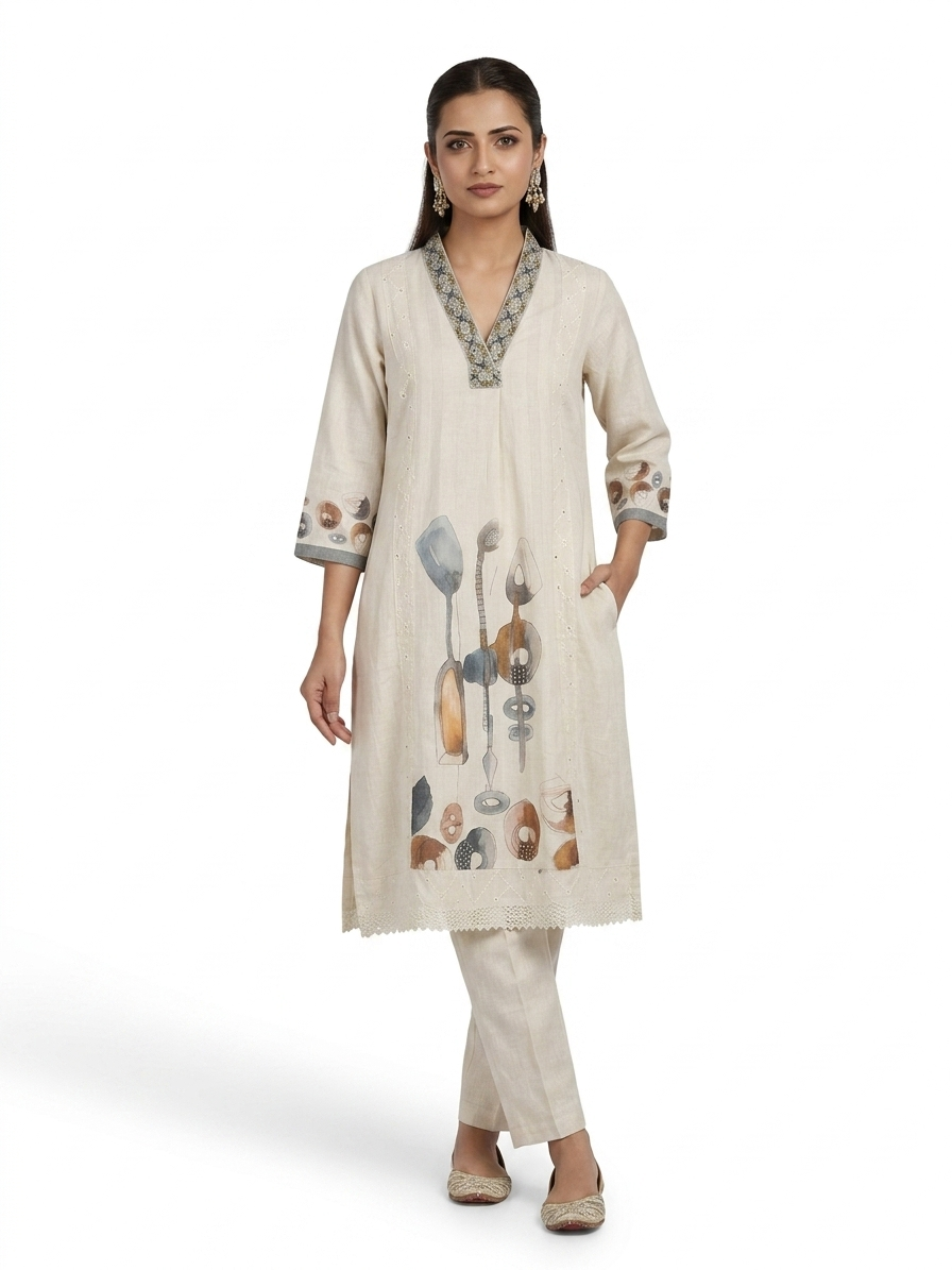 Printed Kurta With Matching Pants - Image 3