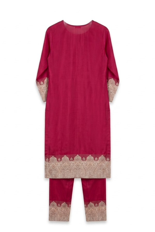 Magenta Embroidered Kurta Pant Set