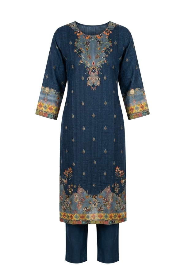 Indigo Floral Printed Kurta Set
