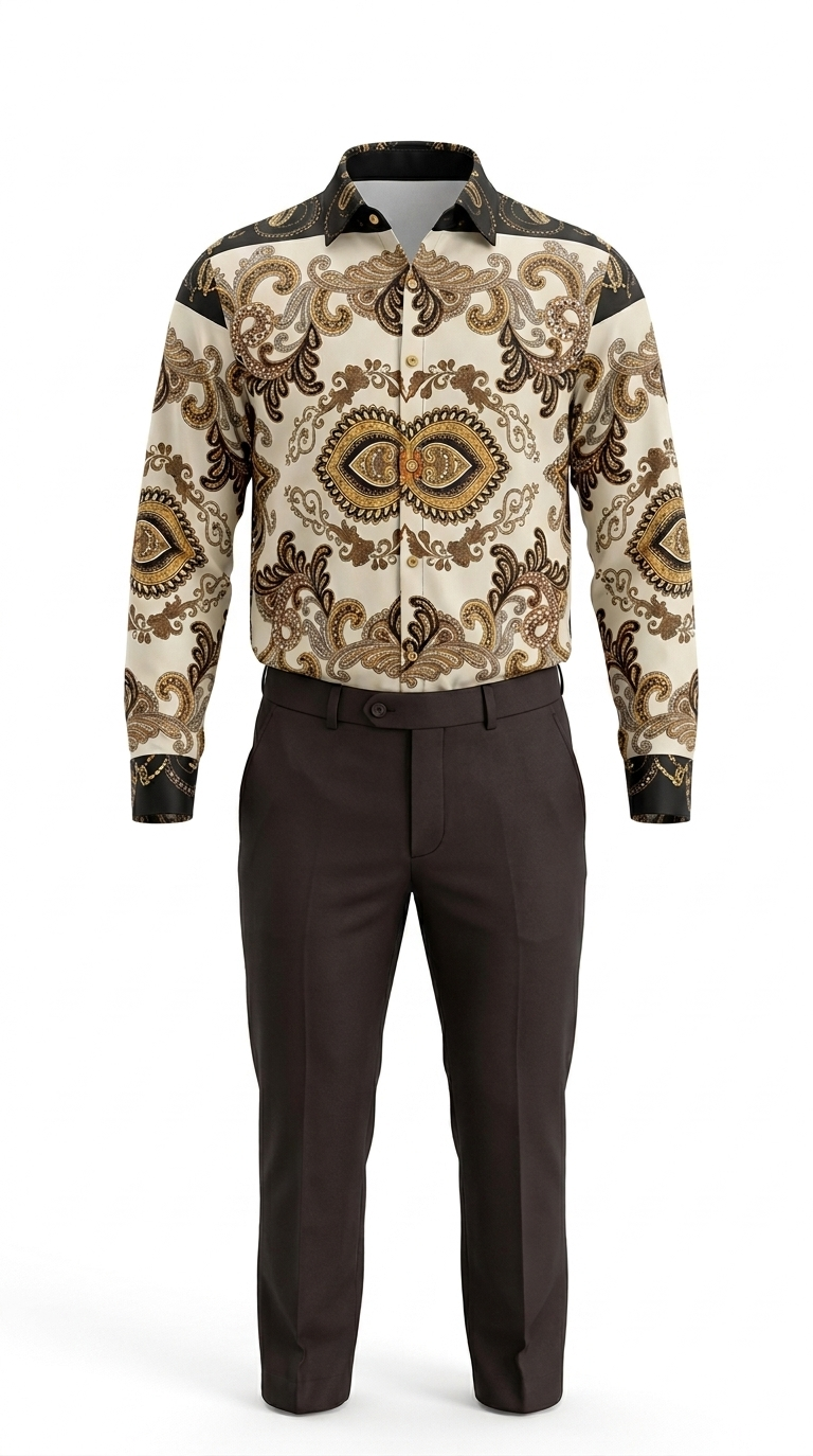 Men's Printed Paisley Casual Shirt - Image 3