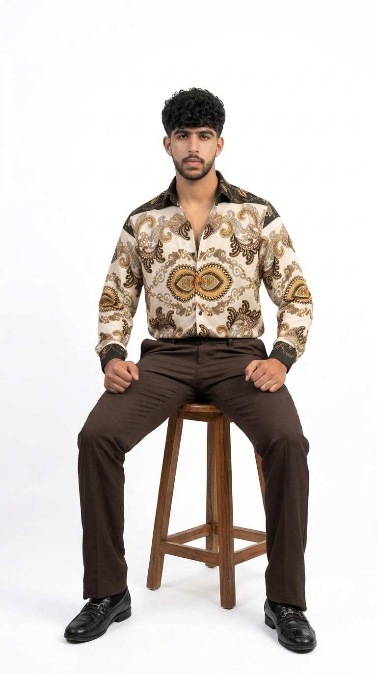 Men's Printed Paisley Casual Shirt - Image 4