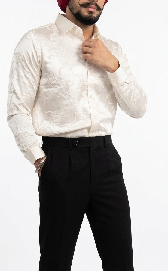 Off-White Textured Formal Shirt