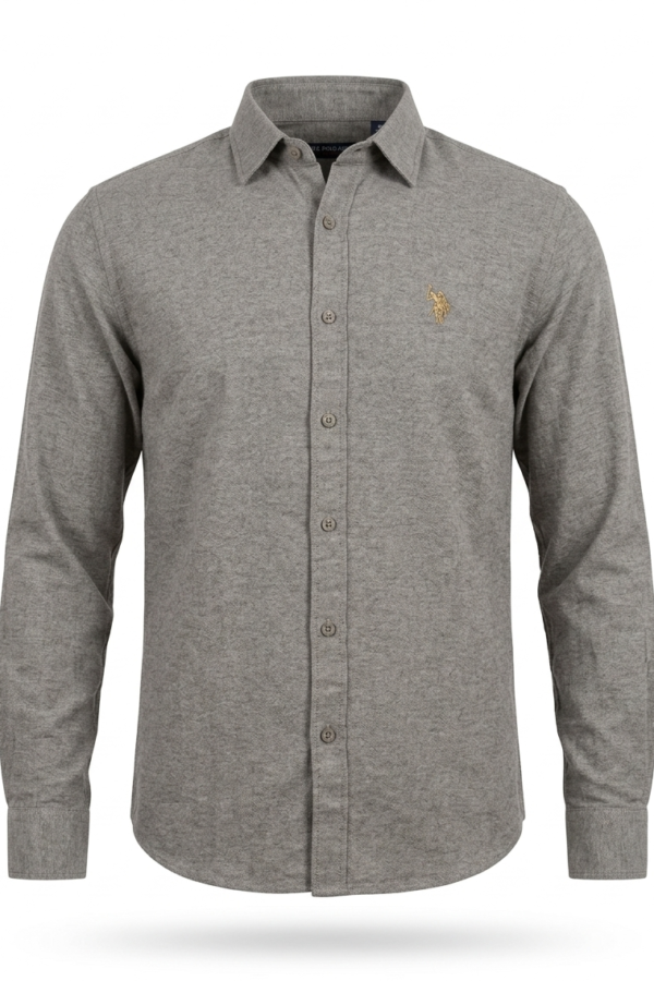 Men's Solid Grey Casual Shirt