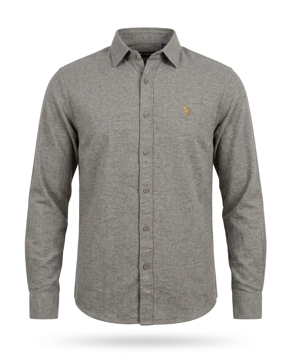 Men's Solid Grey Casual Shirt - Image 2