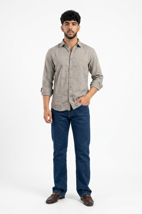 Men's Solid Grey Casual Shirt