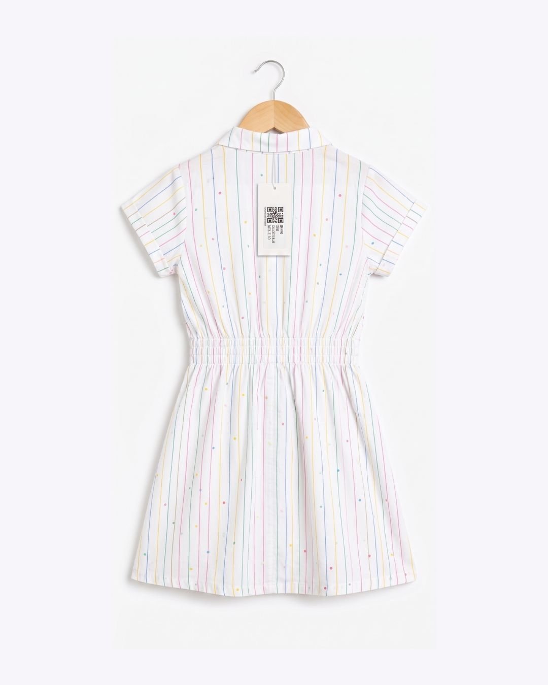 Girls' Off-White Printed Shirt Dress with Button-Down Detail - Image 2