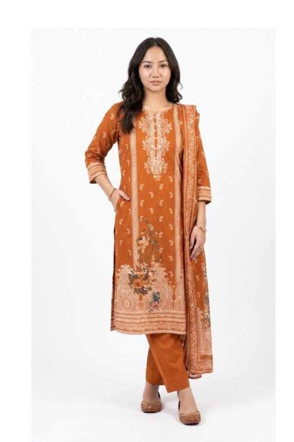 Rust Orange 3-Piece Salwar Suit Set