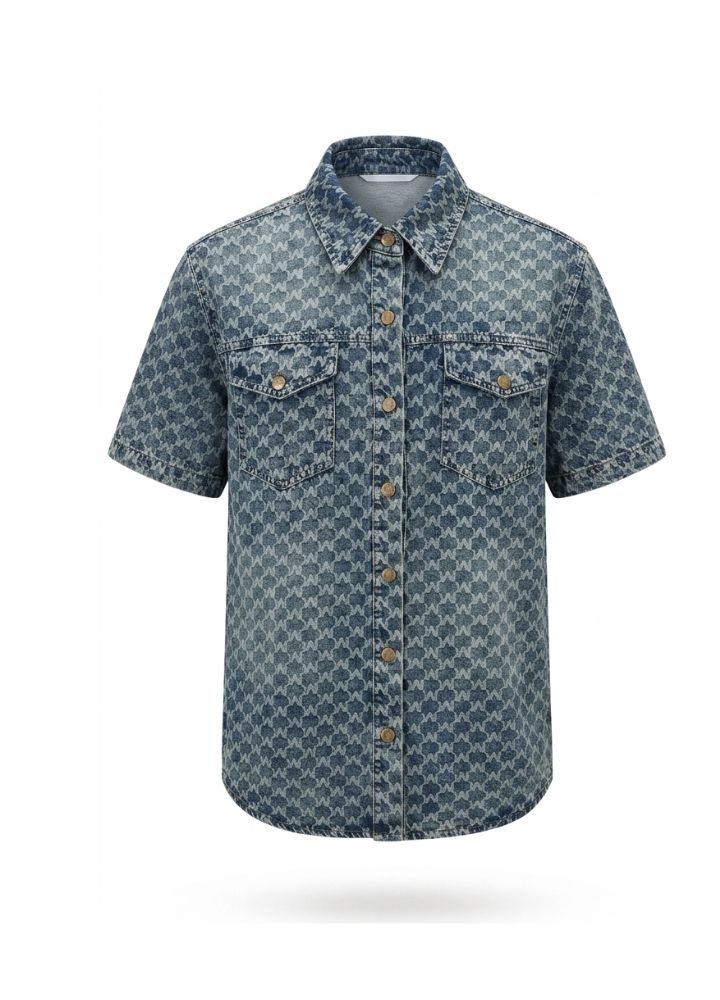 Blue Star Pattern Denim Shirt