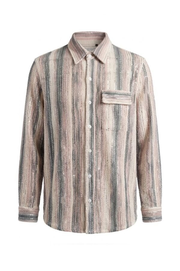 Men's Striped Sequin Casual Shirt