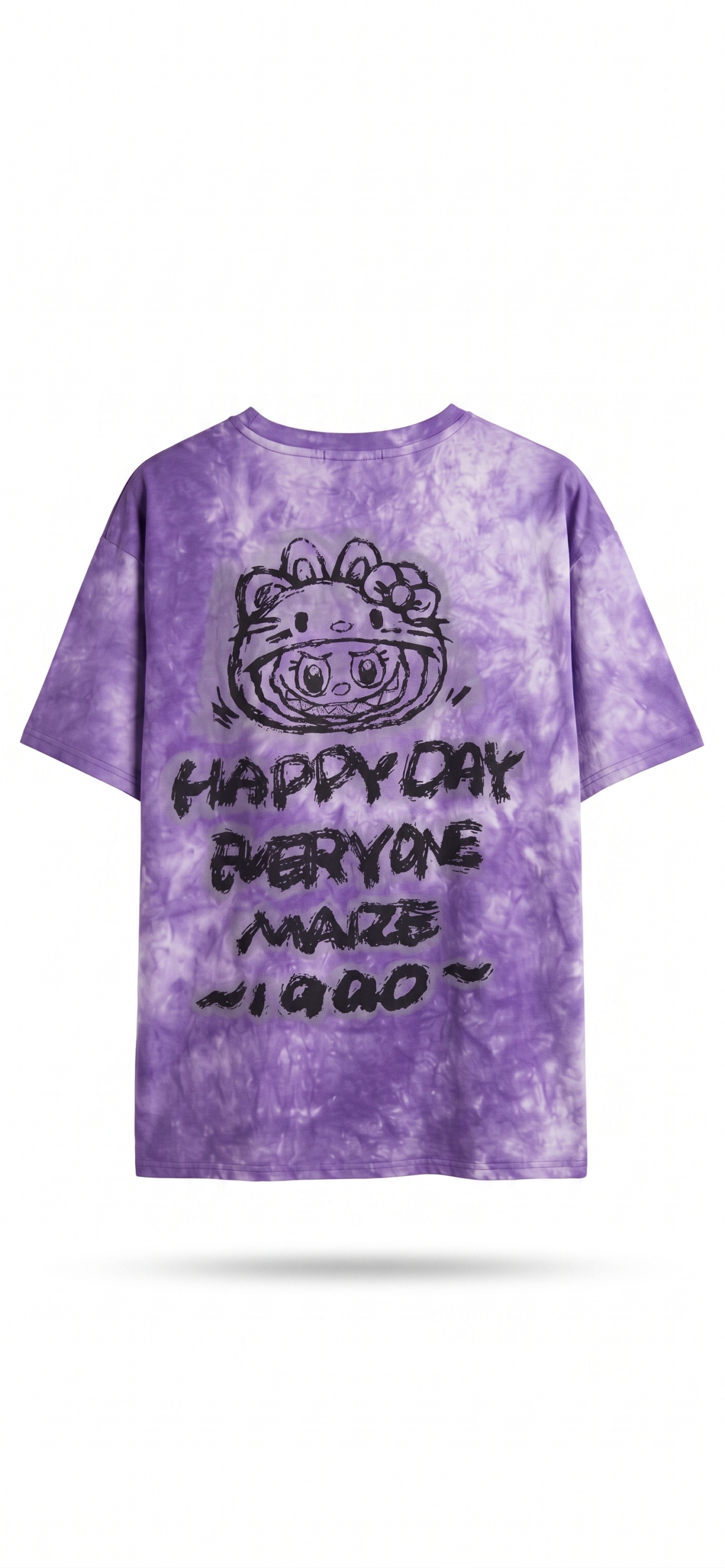 Unisex Oversized Tie-Dye T-Shirt with Graphic Anime Print - Image 2