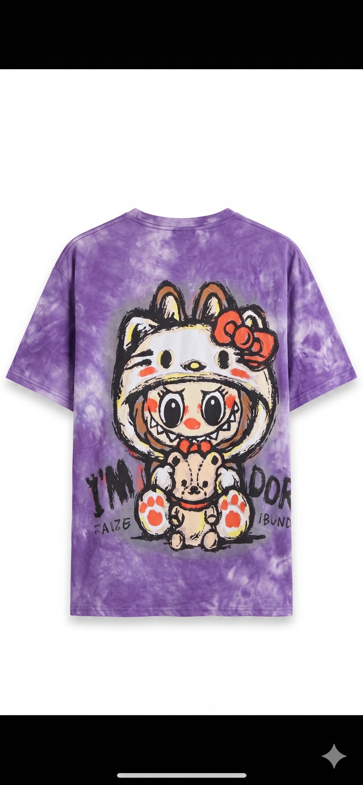 Unisex Oversized Tie-Dye T-Shirt with Graphic Anime Print