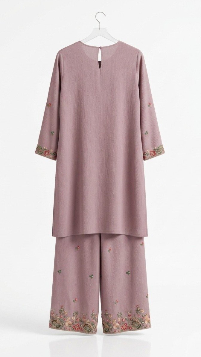 Mauve Pink Chanderi Silk Palazzo Suit - Image 5