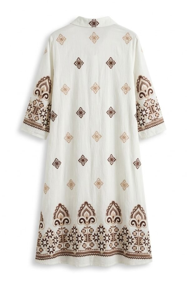 Off-White Cotton Printed Shirt Dress