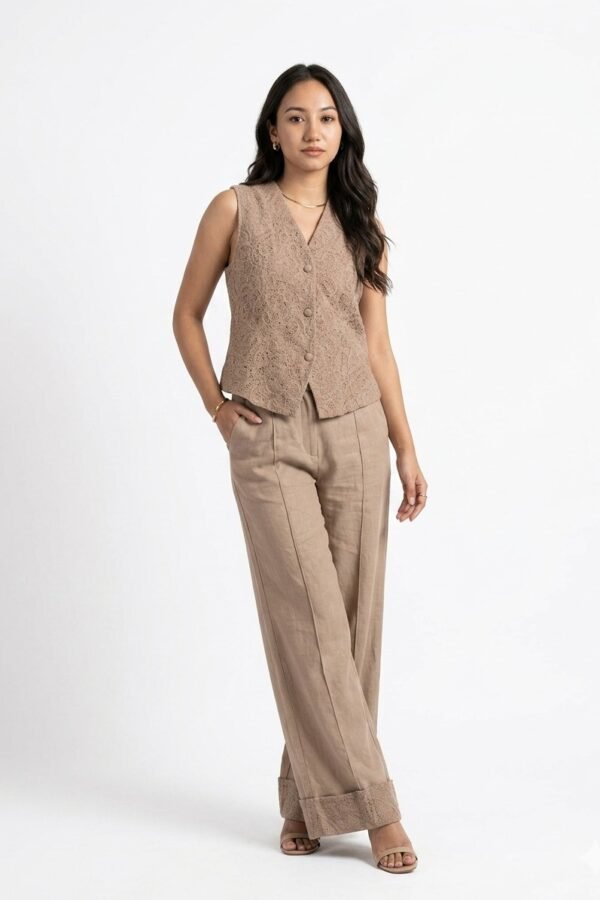 Beige Linen 2-Piece Co-ord Set
