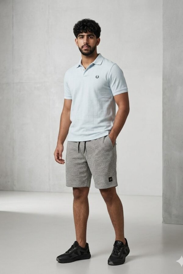 Grey Textured Knit Sweat Shorts