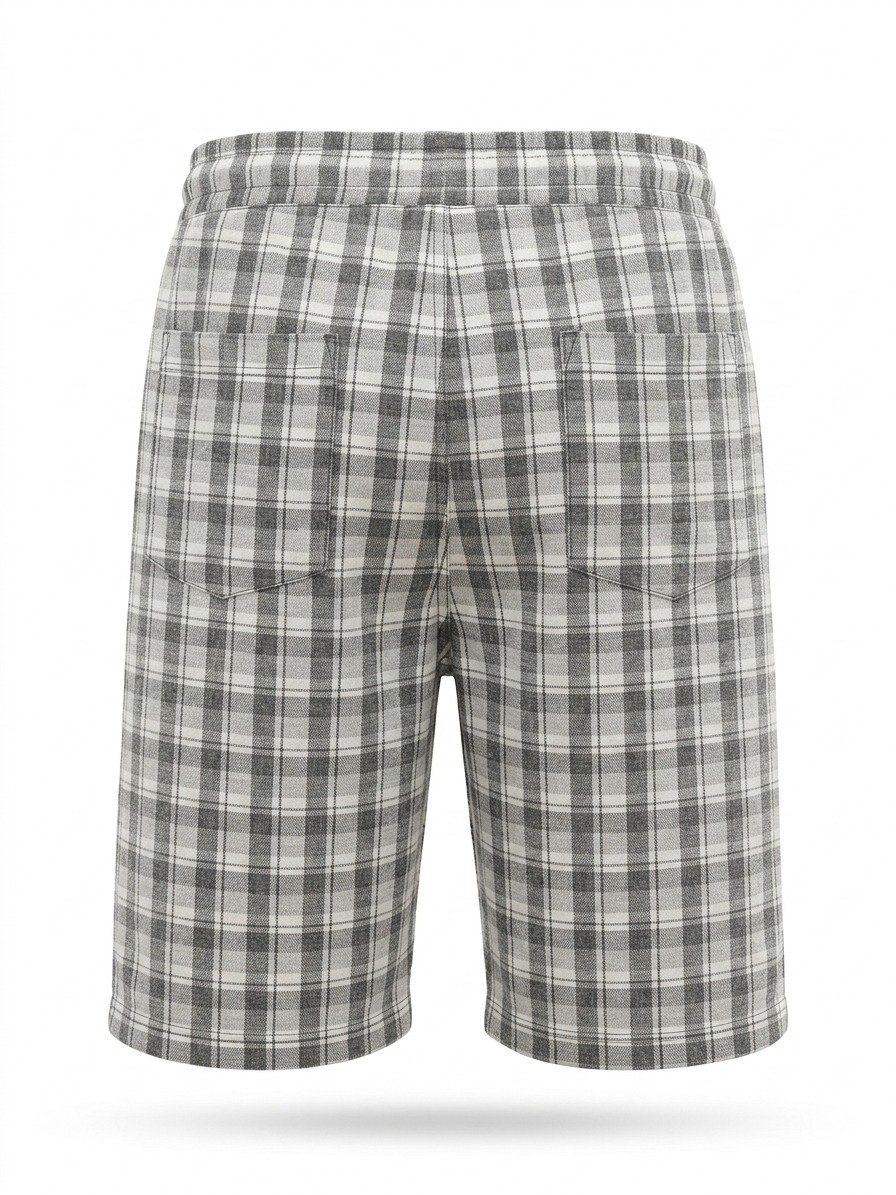 Grey and White Checked Shorts - Image 4