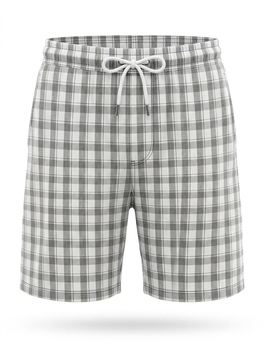 Grey and White Checked Shorts - Image 5