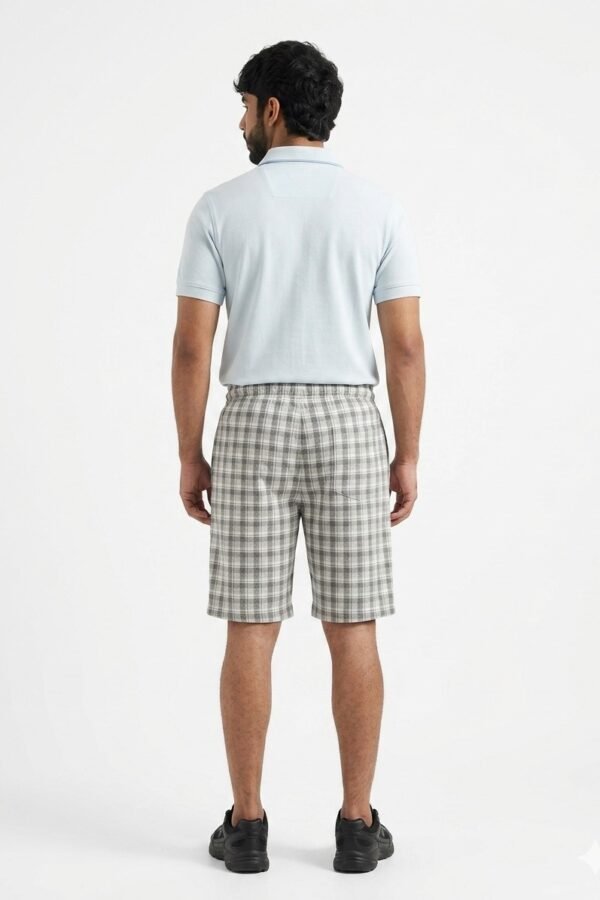 Grey and White Checked Shorts