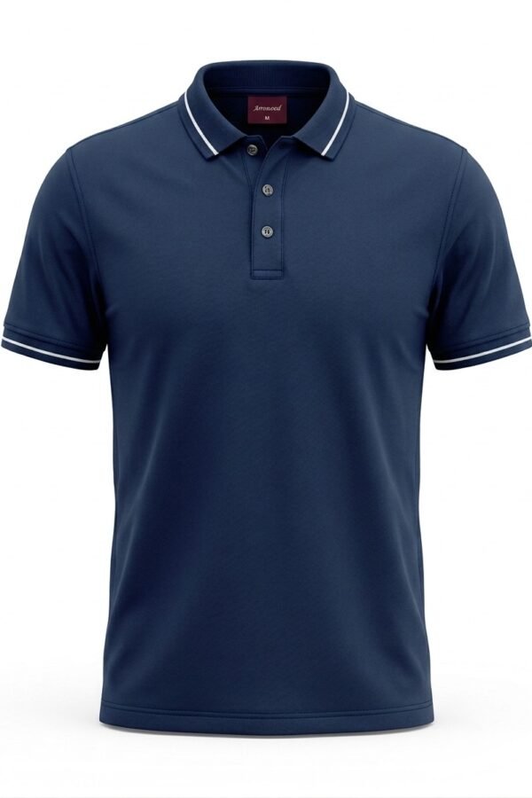 Men's Navy Blue Cotton Polo T-Shirt