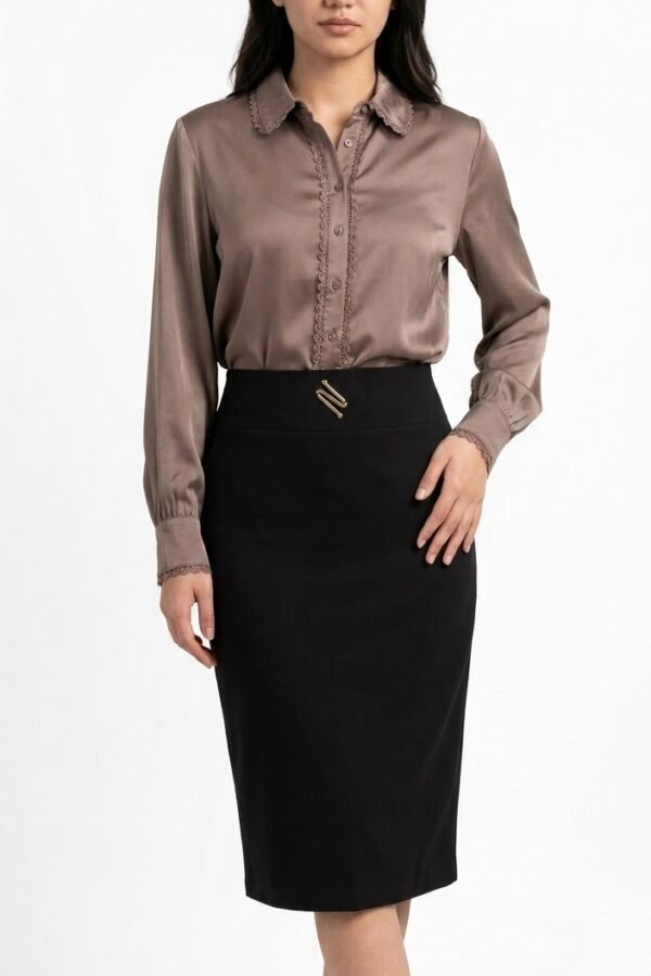 Mocha Brown Pencil Skirt 2-Piece Co-ord Set