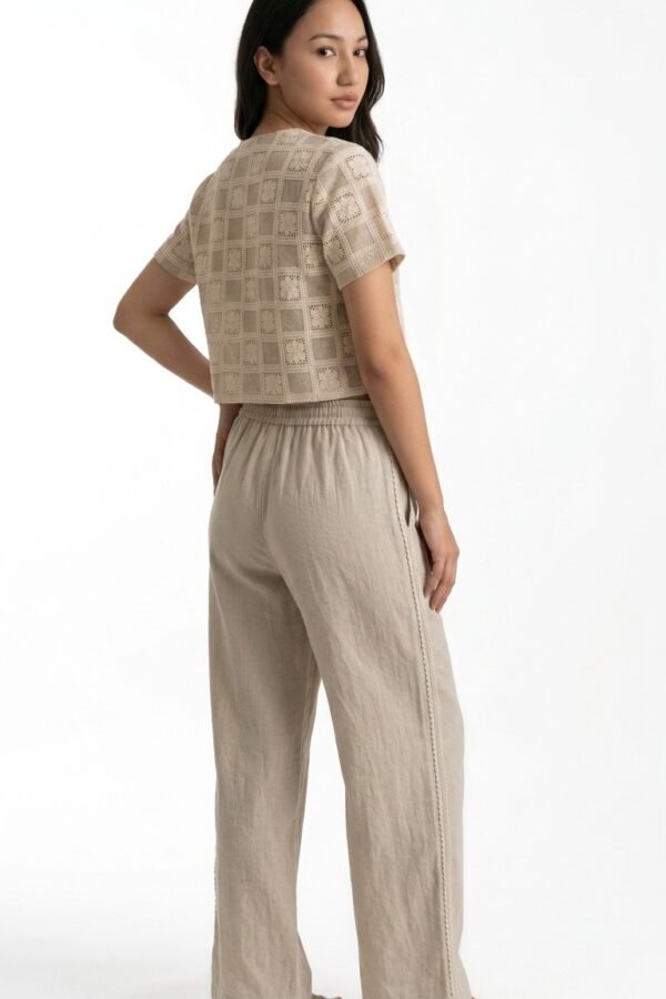 Beige Embroidered 2-Piece Co-ord Set