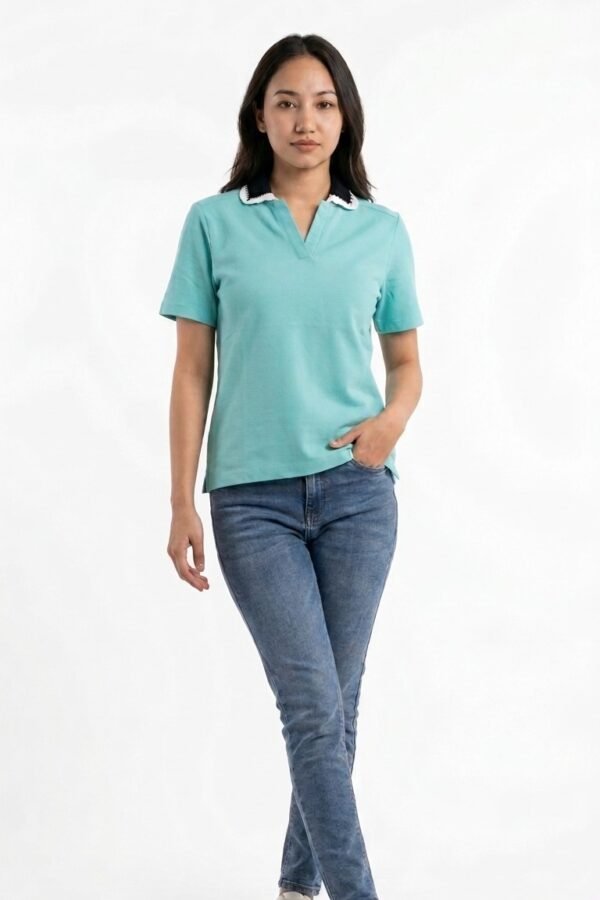 Women's Teal Green Polo Top